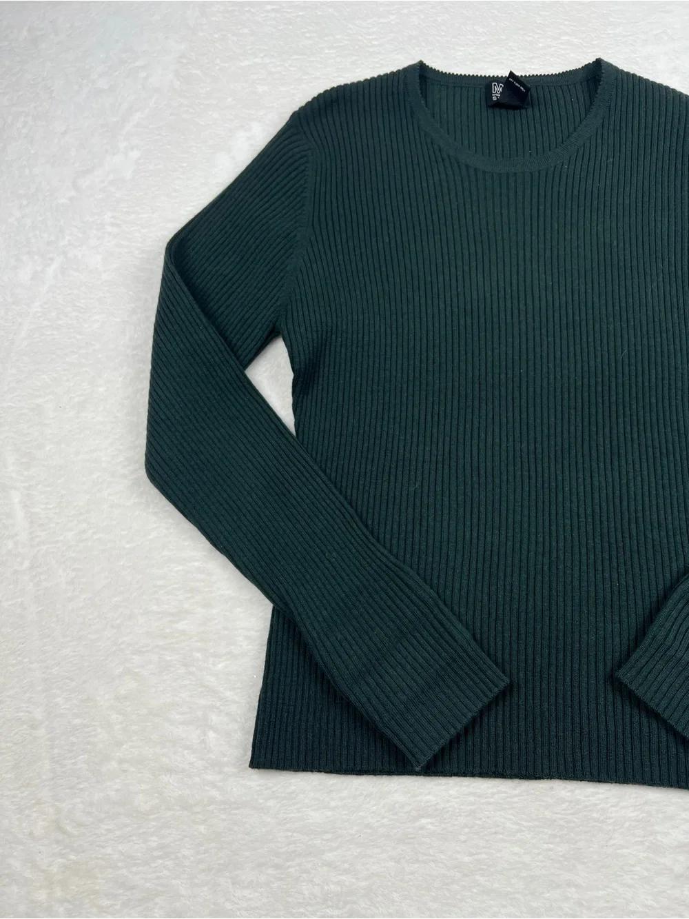 Vintage M.T. Morgan Taylor Studio Wool Ribbed Sweater L Dark Green 90s